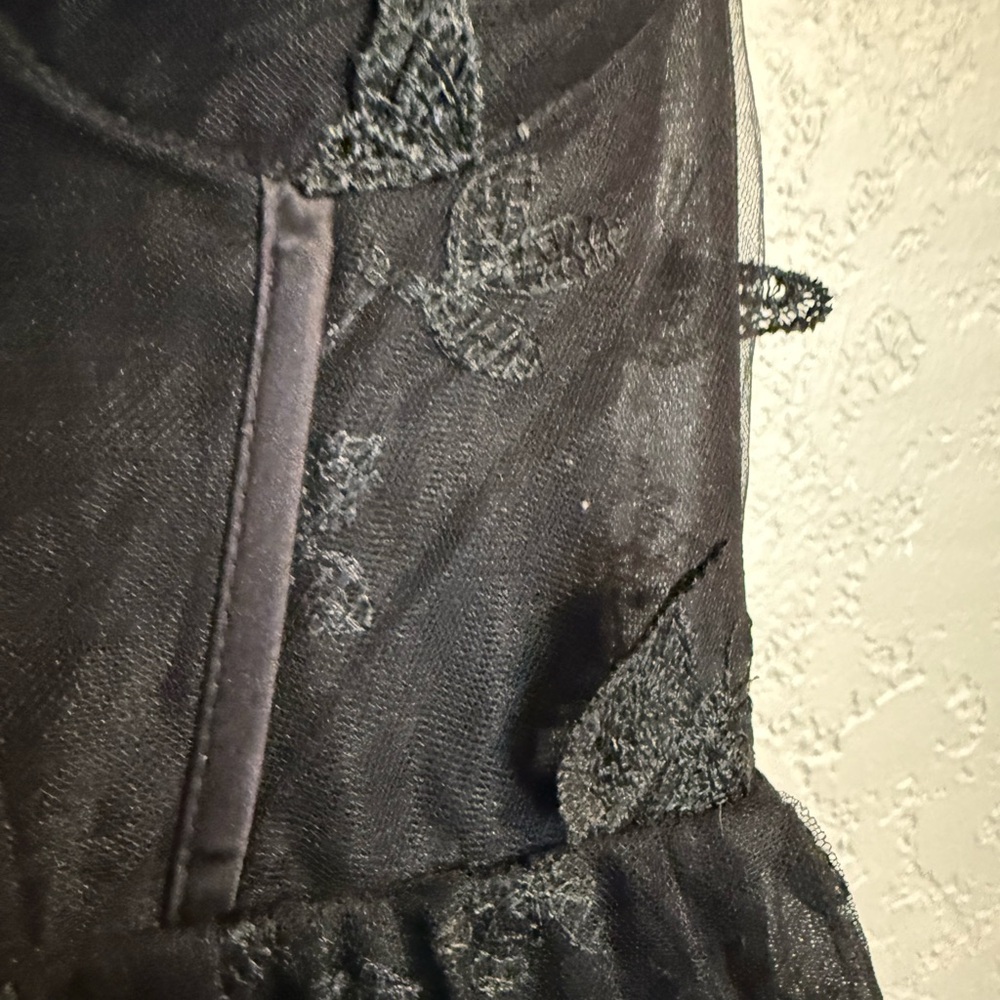 Black 3D Butterfly Tulle Maxi Dress Corset Bodice Romantic Goth Fairycore Size 8 - Picture 10 of 16